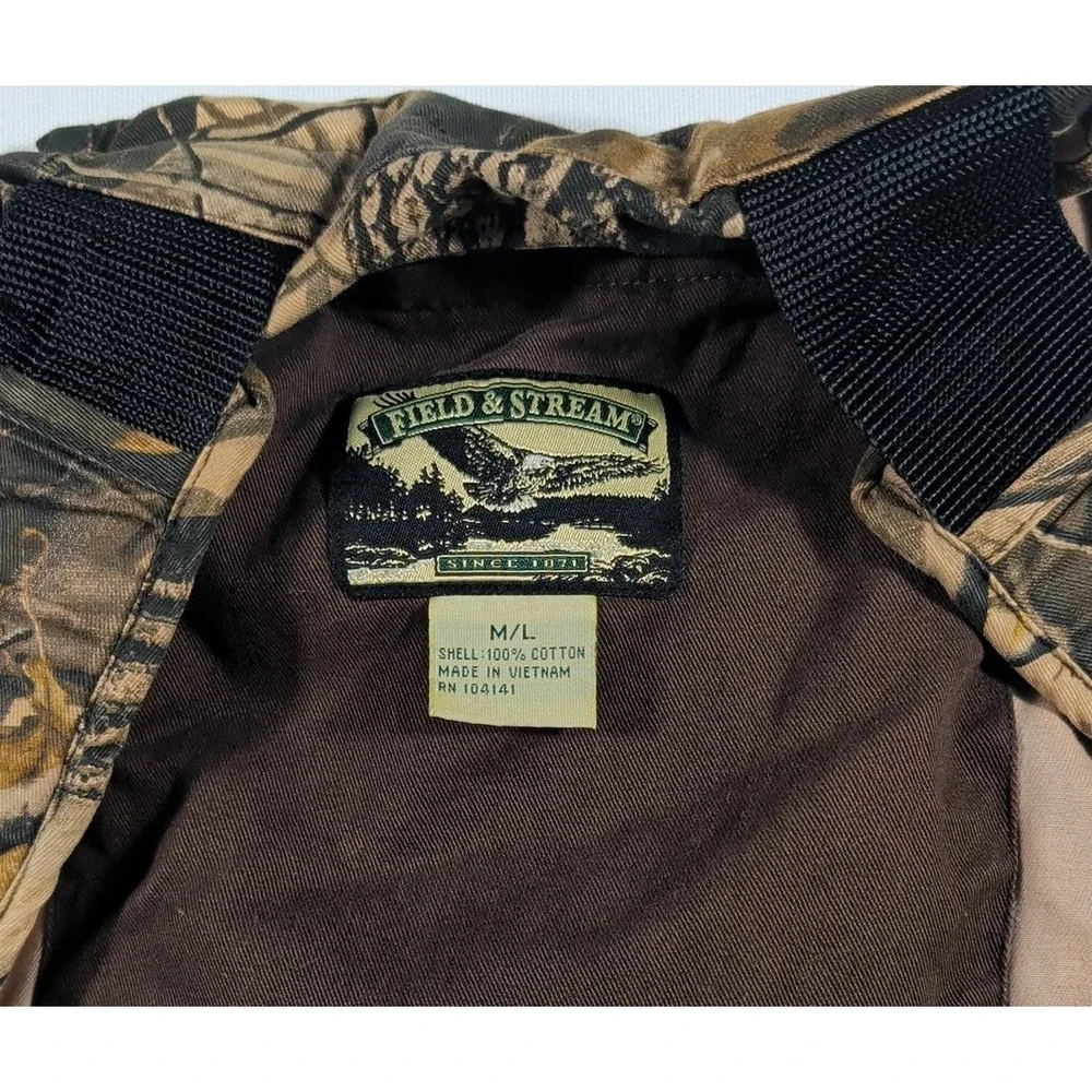 Field & Stream Vest Mens M/L Camo Hunting Realtree Hardwoods Utility Game Bag